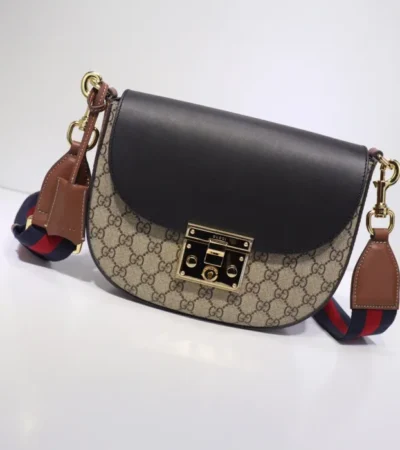 Replica GUCCI Supreme Monogram Web Medium Padlock Messenger Shoulder Bag - Best Fake Designer Bags