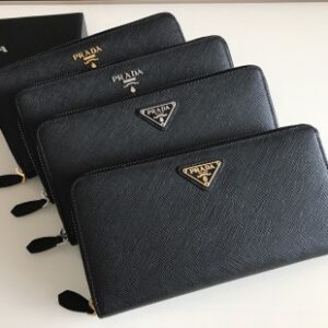 Replica Prada Saffiano Long Zipper Wallet Black - Best Fake Designer Bags