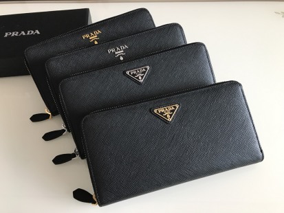 Replica Prada Saffiano Long Zipper Wallet Black - Best Fake Designer Bags