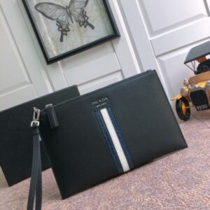 Replica Prada Large Pouch White Line - Best Fake Designer Bags