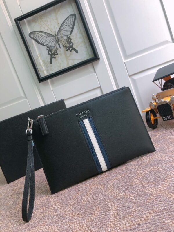 Replica Prada Large Pouch White Line - Best Fake Designer Bags