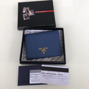 Replica Prada Saffiano Two Fold Wallet Blue - Best Fake Designer Bags