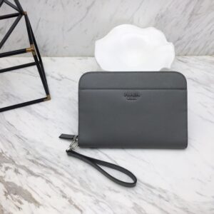 Replica Prada Saffiano New Pouch Grey - Best Fake Designer Bags