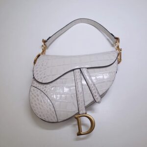 Replica Dior Saddle Bag Crocodile White - Best Fake Designer Bags