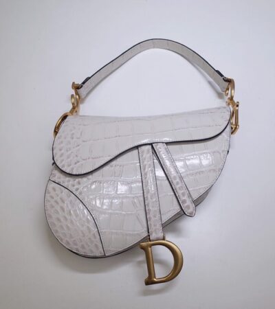 Replica Dior Saddle Bag Crocodile White - Best Fake Designer Bags