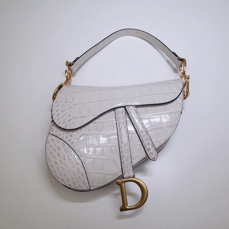 Replica Dior Saddle Bag Crocodile White - Best Fake Designer Bags