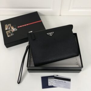 Replica Prada Saffiano Pouch Silver - Best Fake Designer Bags
