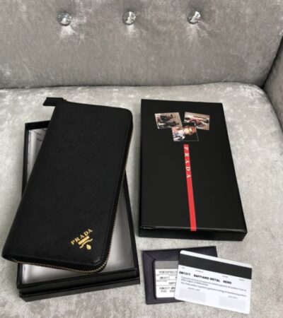 Replica Prada Saffiano Long Wallet Black - Best Fake Designer Bags