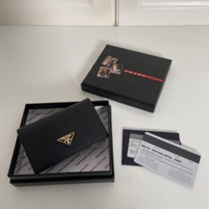 Replica Prada Saffiano Wallet Black Silver - Best Fake Designer Bags