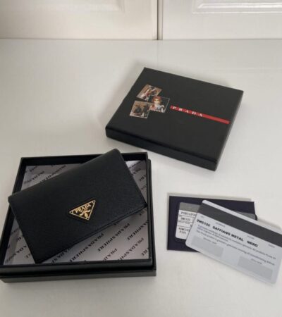 Replica Prada Saffiano Wallet Black Silver - Best Fake Designer Bags