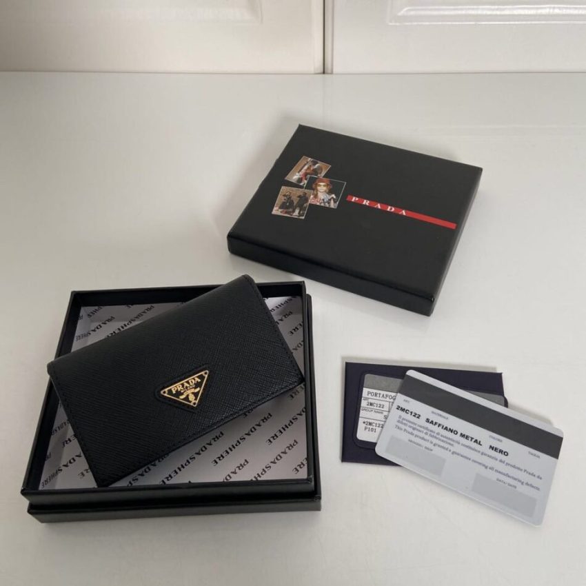 Replica Prada Saffiano Wallet Black Silver - Best Fake Designer Bags