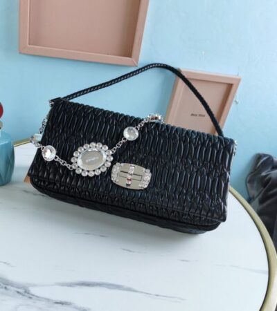 Replica Miu Miu Crystal Handbag Black - Best Fake Designer Bags