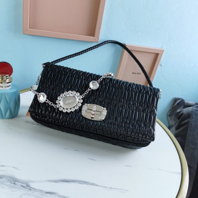 Replica Miu Miu Crystal Handbag Black - Best Fake Designer Bags