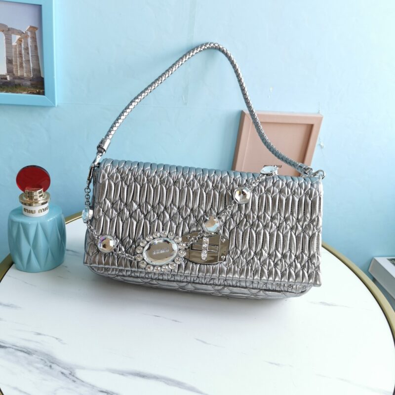 Replica Miu Miu Crystal Handbag Silver - Best Fake Designer Bags