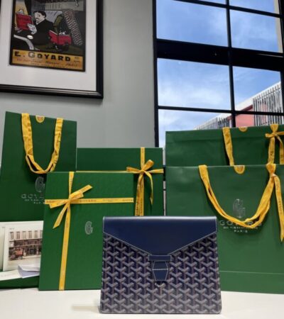 Replica Goyard Camond Pouch Dark Blue - Best Fake Designer Bags