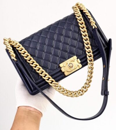 Replica CHANEL Le Boy Dark Blue - Best Fake Designer Bags