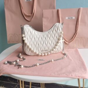 Replica Miu Miu Matelassé Pearl White - Best Fake Designer Bags