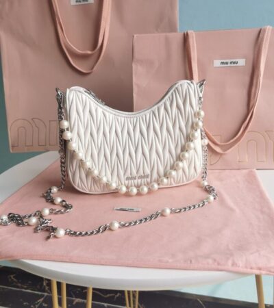 Replica Miu Miu Matelassé Pearl White - Best Fake Designer Bags