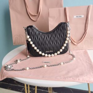 Replica Miu Miu Matelassé Pearl Black - Best Fake Designer Bags