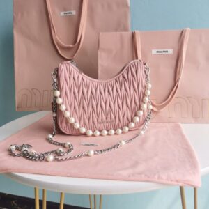 Replica Miu Miu Matelassé Pearl Pink - Best Fake Designer Bags