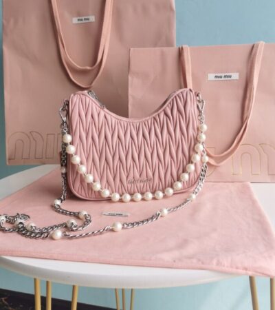 Replica Miu Miu Matelassé Pearl Pink - Best Fake Designer Bags