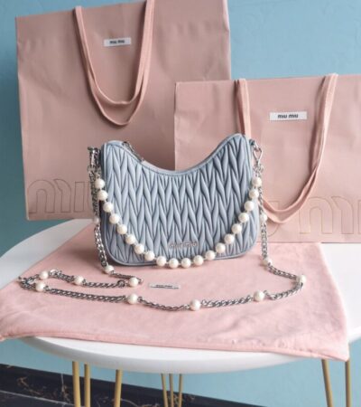 Replica Miu Miu Matelassé Pearl Blue - Best Fake Designer Bags