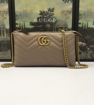 Replica Gucci Marmont Matelasse Wallet On Chain Beige - Best Fake Designer Bags