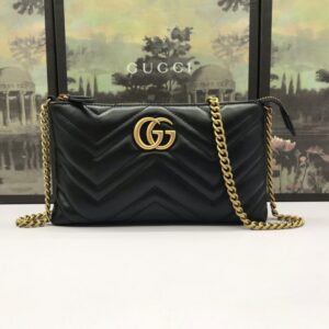 Replica Gucci Marmont Matelasse Wallet On Chain Black - Best Fake Designer Bags