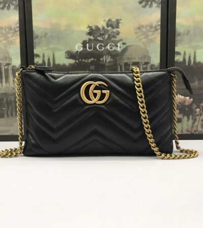 Replica Gucci Marmont Matelasse Wallet On Chain Black - Best Fake Designer Bags