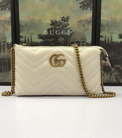 Replica Gucci Marmont Matelasse Wallet On Chain White - Best Fake Designer Bags