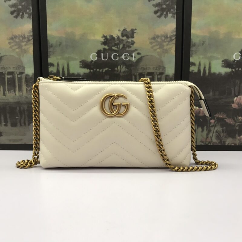 Replica Gucci Marmont Matelasse Wallet On Chain White - Best Fake Designer Bags