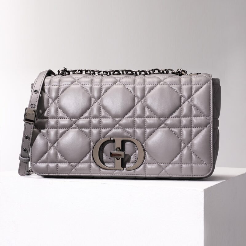 Replica Dior Caro Bag Diamond Grey - Best Fake Designer Bags