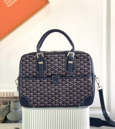 Replica Goyard Ambassade Briefcase Dark Blue - Best Fake Designer Bags