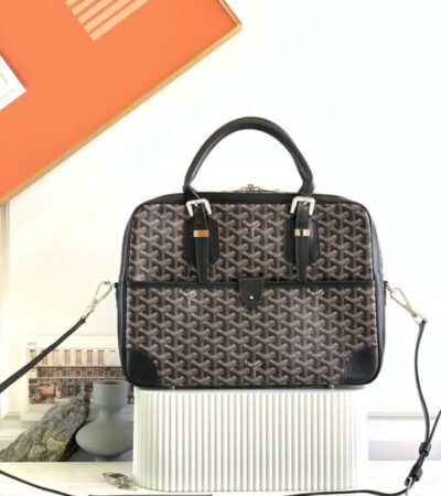 Replica Goyard Ambassade Briefcase Dark Brown - Best Fake Designer Bags