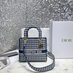Replica Lady Dior Medium D-Lite Houndstooth Canvas - Best Fake Designer Bags