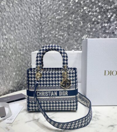 Replica Lady Dior Medium D-Lite Houndstooth Canvas - Best Fake Designer Bags