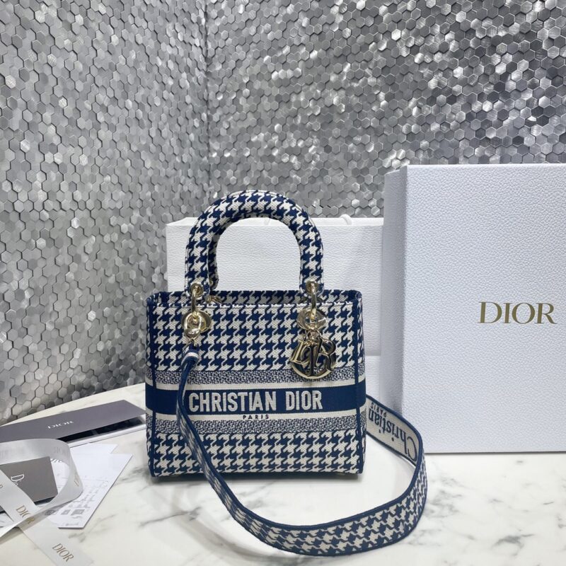 Replica Lady Dior Medium D-Lite Houndstooth Canvas - Best Fake Designer Bags