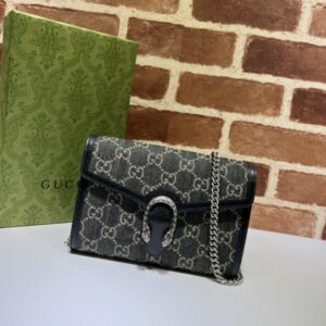 Replica Gucci Dionysus GG Chain Wallet Denim Black - Best Fake Designer Bags