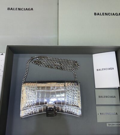Replica Balenciaga Hourglass On Chain Silver - Best Fake Designer Bags
