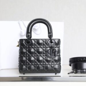 Replica Lady Dior Ultramatte Black  Grid ABC - Best Fake Designer Bags