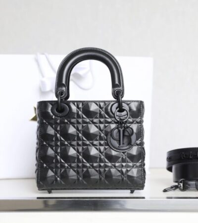 Replica Lady Dior Ultramatte Black Grid ABC - Best Fake Designer Bags