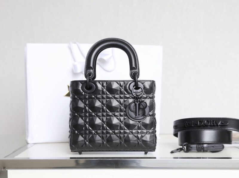 Replica Lady Dior Ultramatte Black  Grid ABC - Best Fake Designer Bags