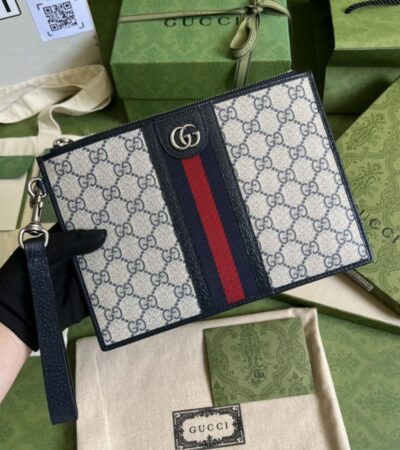 Replica Gucci Ophidia Web Clutch Blue - Best Fake Designer Bags