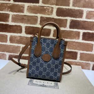 Replica Gucci  Ophidia Mini Tote Bag  Blue Denim - Best Fake Designer Bags