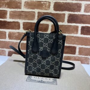 Replica Gucci Ophidia Mini Tote Bag Black Denim - Best Fake Designer Bags