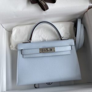 Replica Hermes Kelly Epsom Haze Blue - Best Fake Designer Bags
