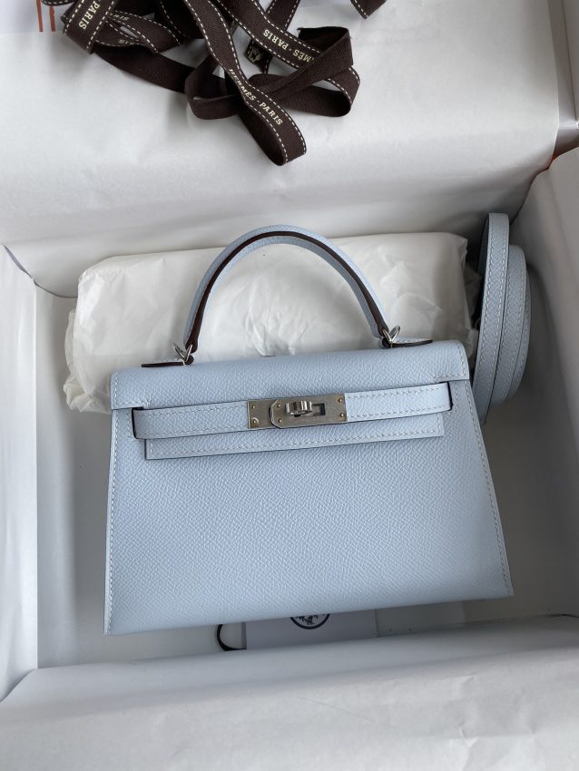 Replica Hermes Kelly Epsom Haze Blue - Best Fake Designer Bags