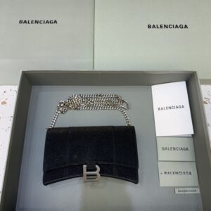 Replica Balenciaga Hourglass On Chain Shine Black - Best Fake Designer Bags