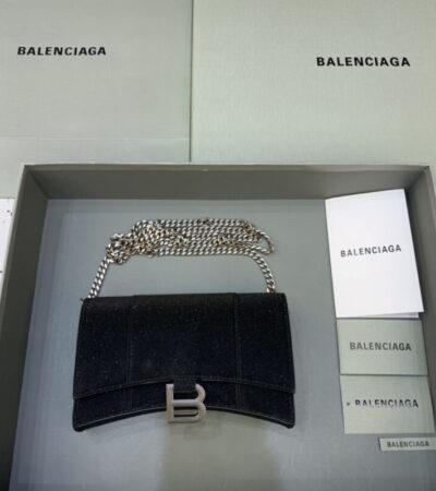Replica Balenciaga Hourglass On Chain Shine Black - Best Fake Designer Bags