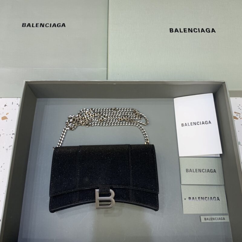 Replica Balenciaga Hourglass On Chain Shine Black - Best Fake Designer Bags